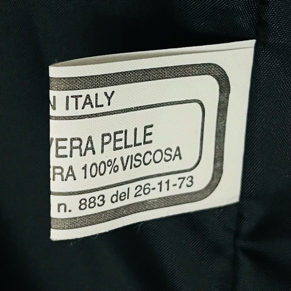 Old Florence Trench Jacket Italian Soft VERA PELLE Leather Black Brown Sz EU 44 - Picture 16 of 16